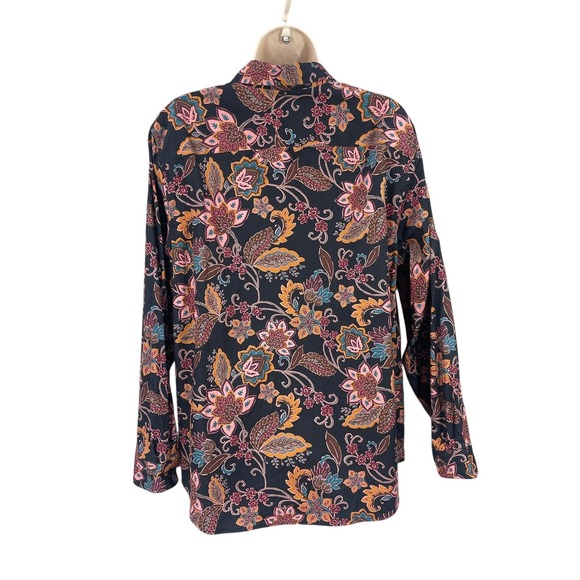 Coldwater Creek Preppy Shirt Women Black Floral Paisley Button Front Size 22W - Picture 2 of 9